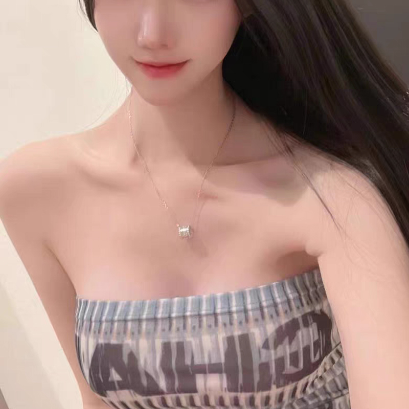 坠链均925银合成锆石 经典老花微镶万花筒四叶草小蛮腰银项链AAA