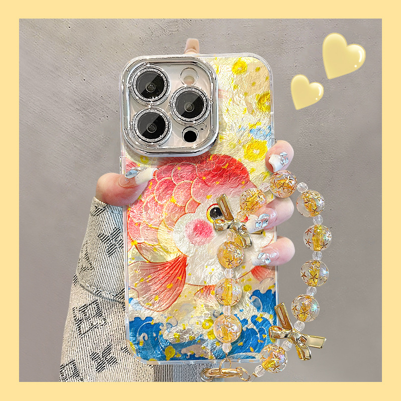 锦鲤云朵灰全包围式硅胶防摔防磨散热手机壳彩绘中国风美化外观