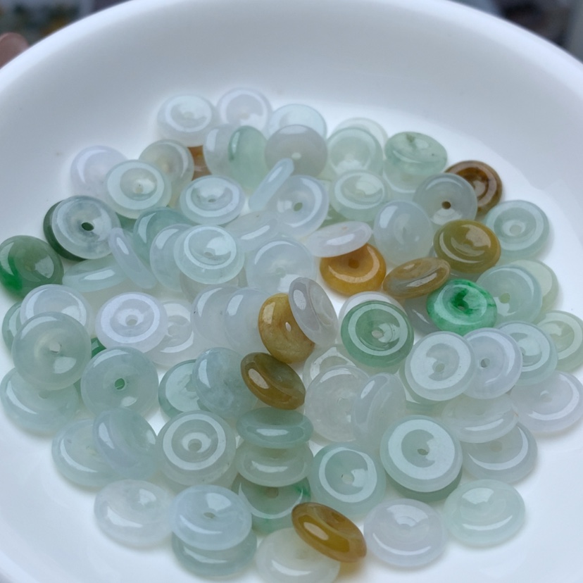 【闪购商品】翡翠手链未镶嵌卡9高冰平安扣10颗