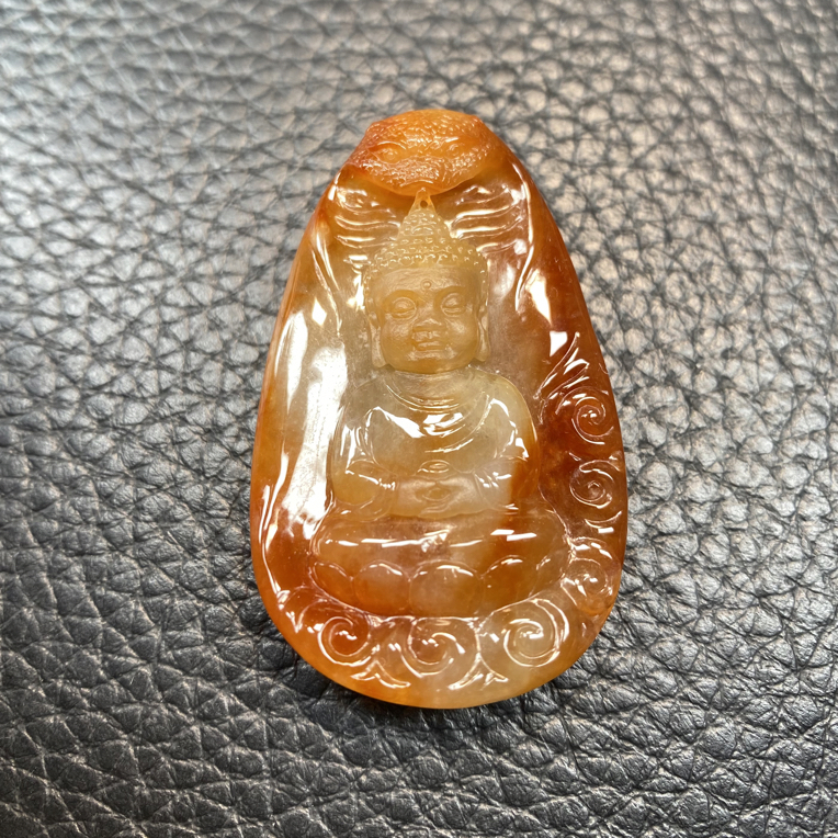 缅甸天然翡翠A货天然红翡宝宝佛