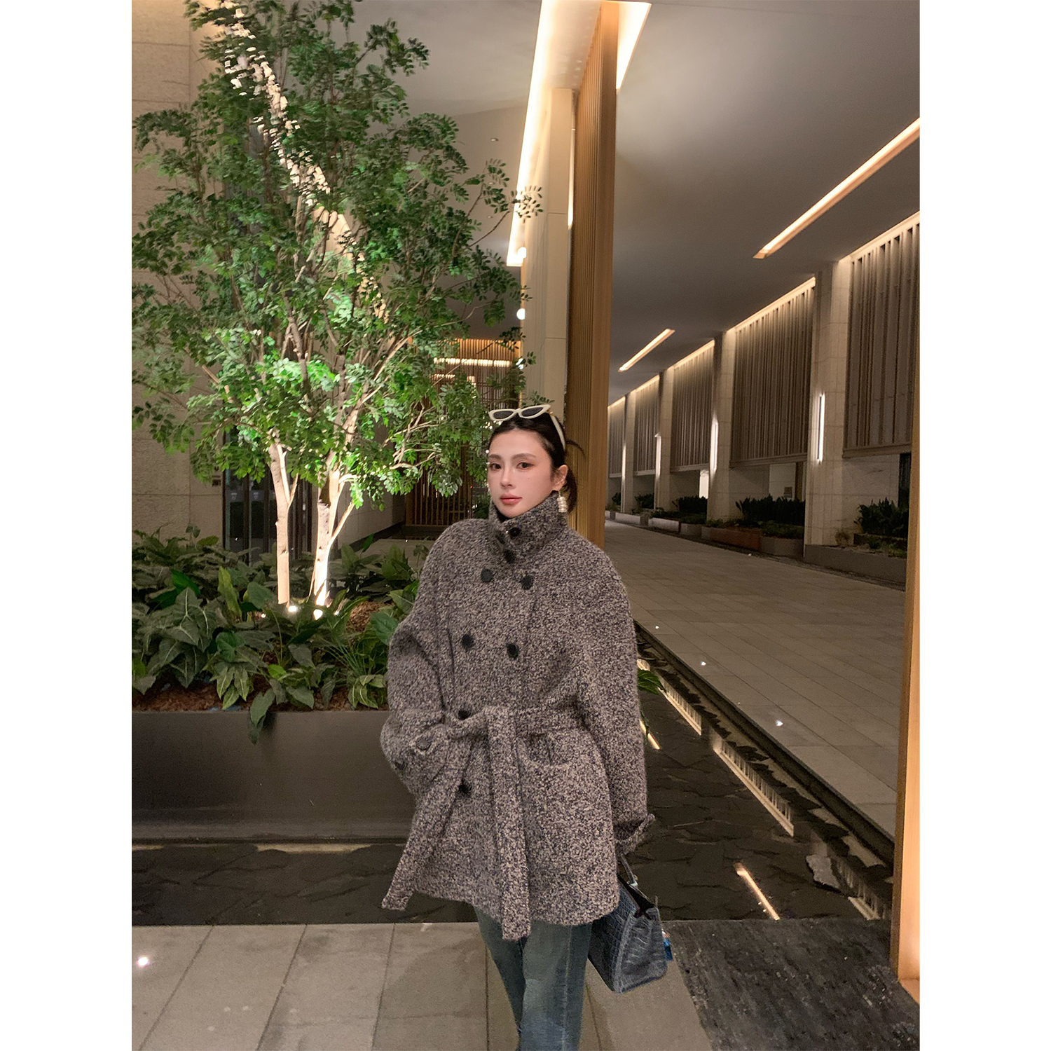 ASM ANNA羊驼澳毛双面呢子圈圈呢立领中长款女士外套A2511BDY010