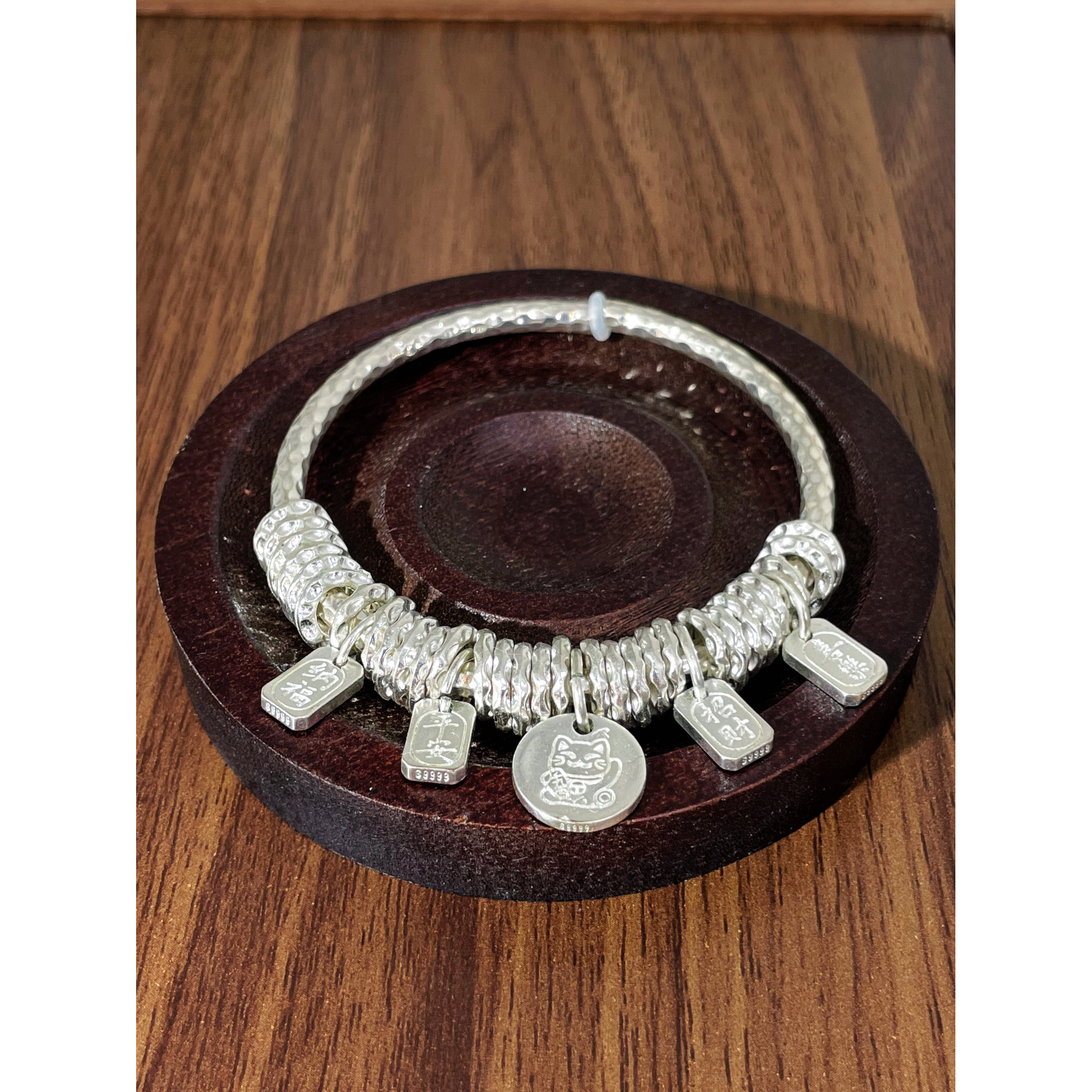 足银银制品 S168 招财猫盘缠手镯 隐藏开口直播间选款时尚手镯