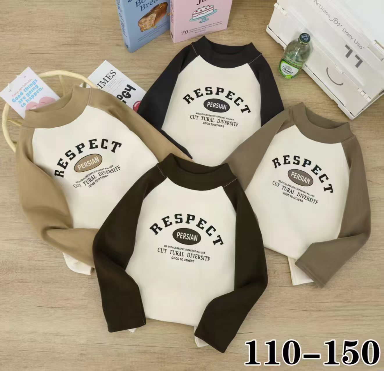 KK  2025秋冬季舒适百搭拼色字母加绒打底衫T恤 A7693