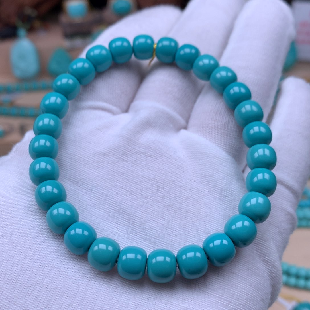 绿松石玉化收藏手串7.6未镶嵌