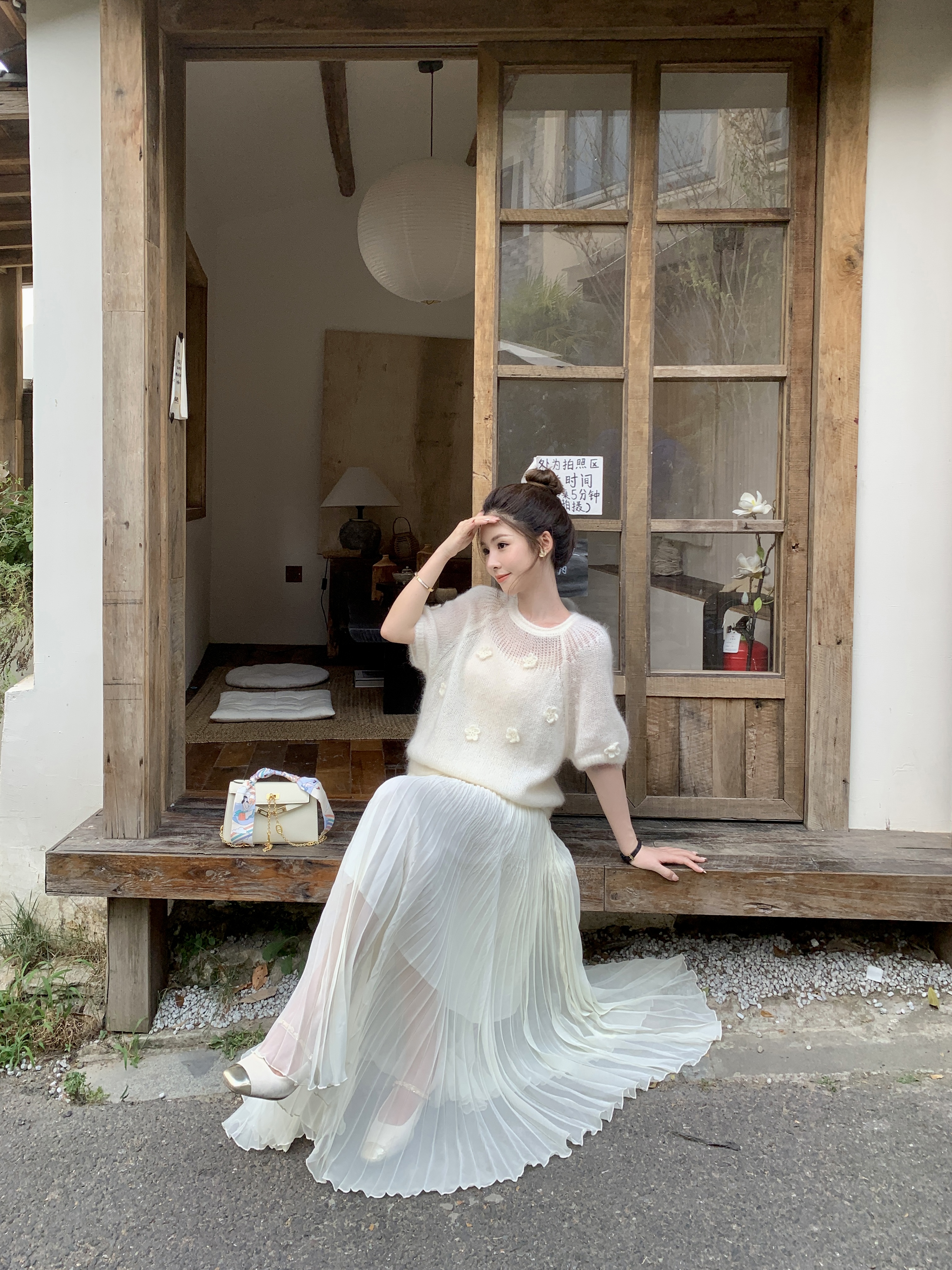 Vezhi | 【云绡】 设计感双压褶垂坠感中长款百褶裙子VZDZ8007