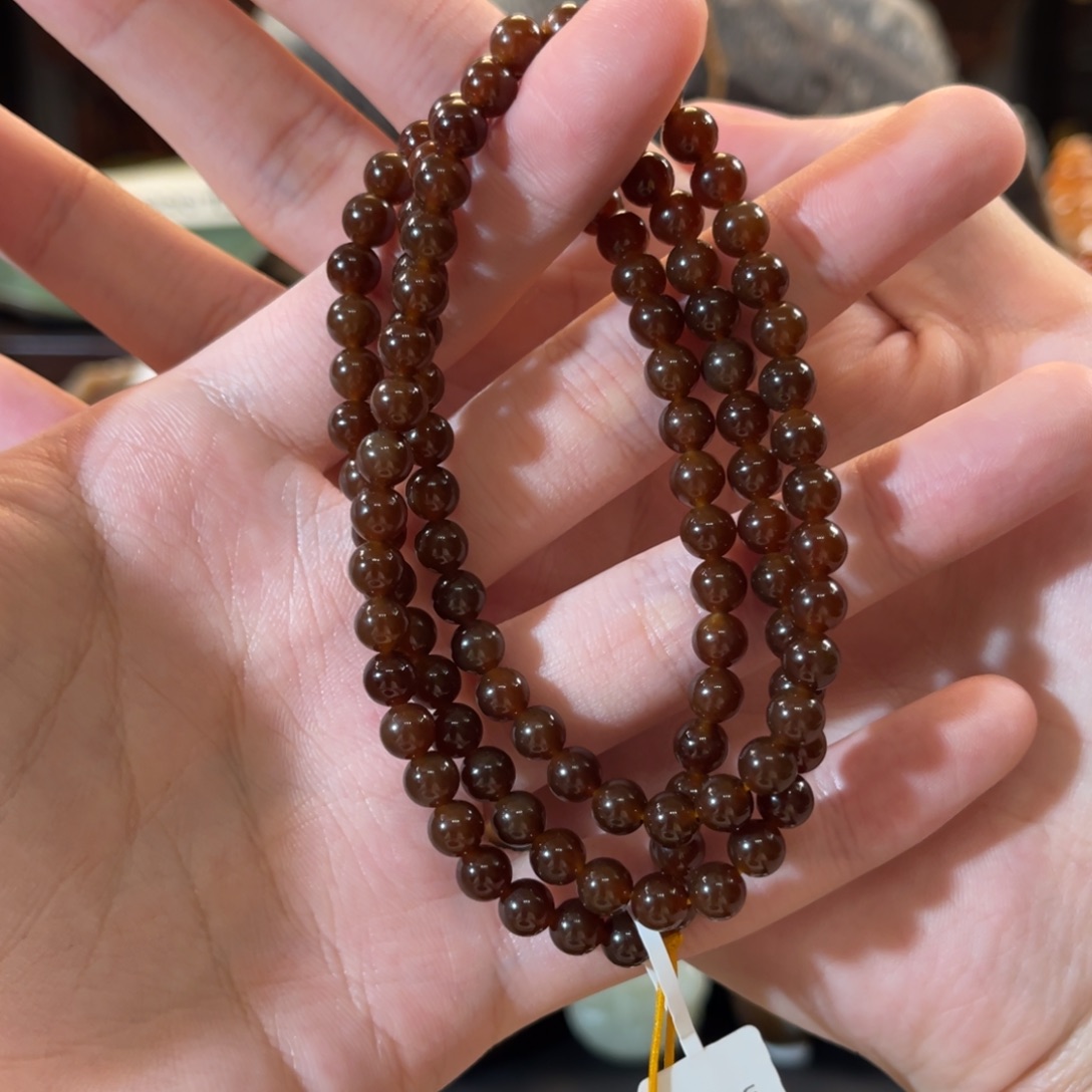 和田玉（糖玉）未镶嵌手链金山全糖6mm108珠串