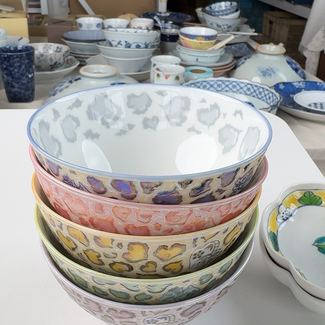 瓷5只珠光釉11.5厘米饭碗