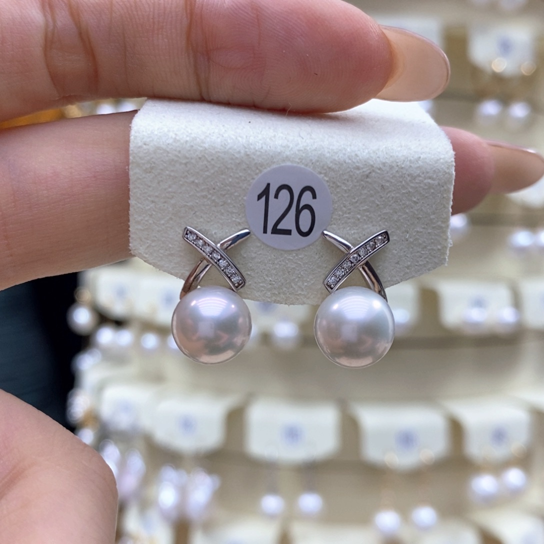 银S925镶嵌淡水珍珠耳饰