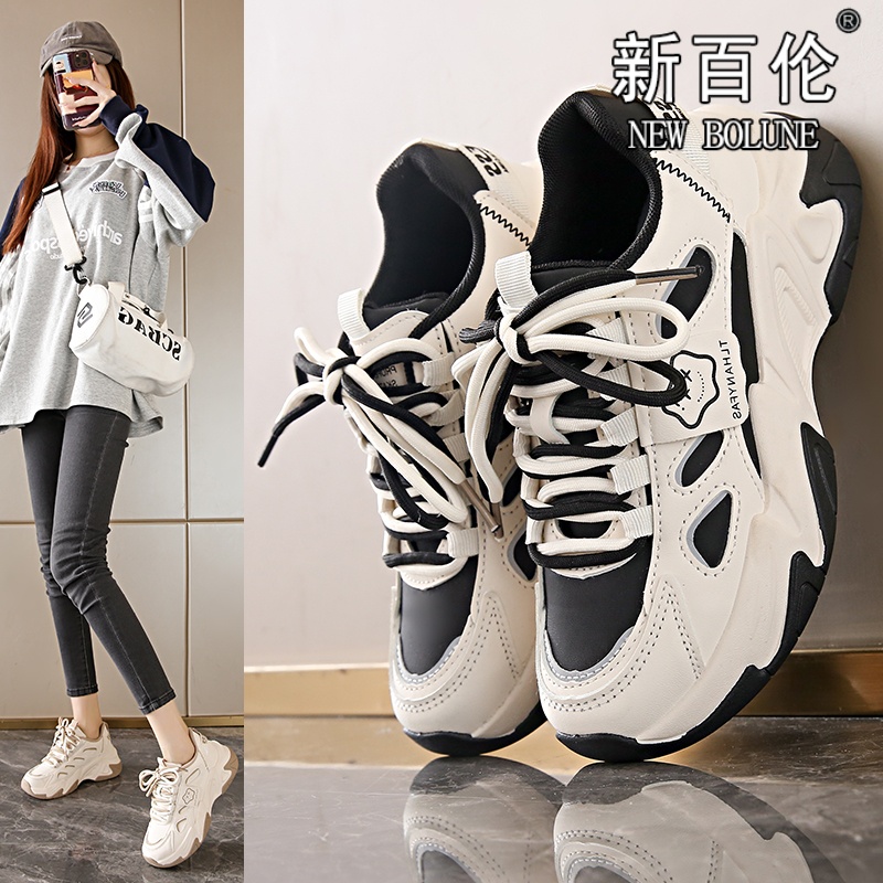 新百伦踩屎感运动鞋女2025新款冬季显脚小女士休闲软底加绒老爹鞋