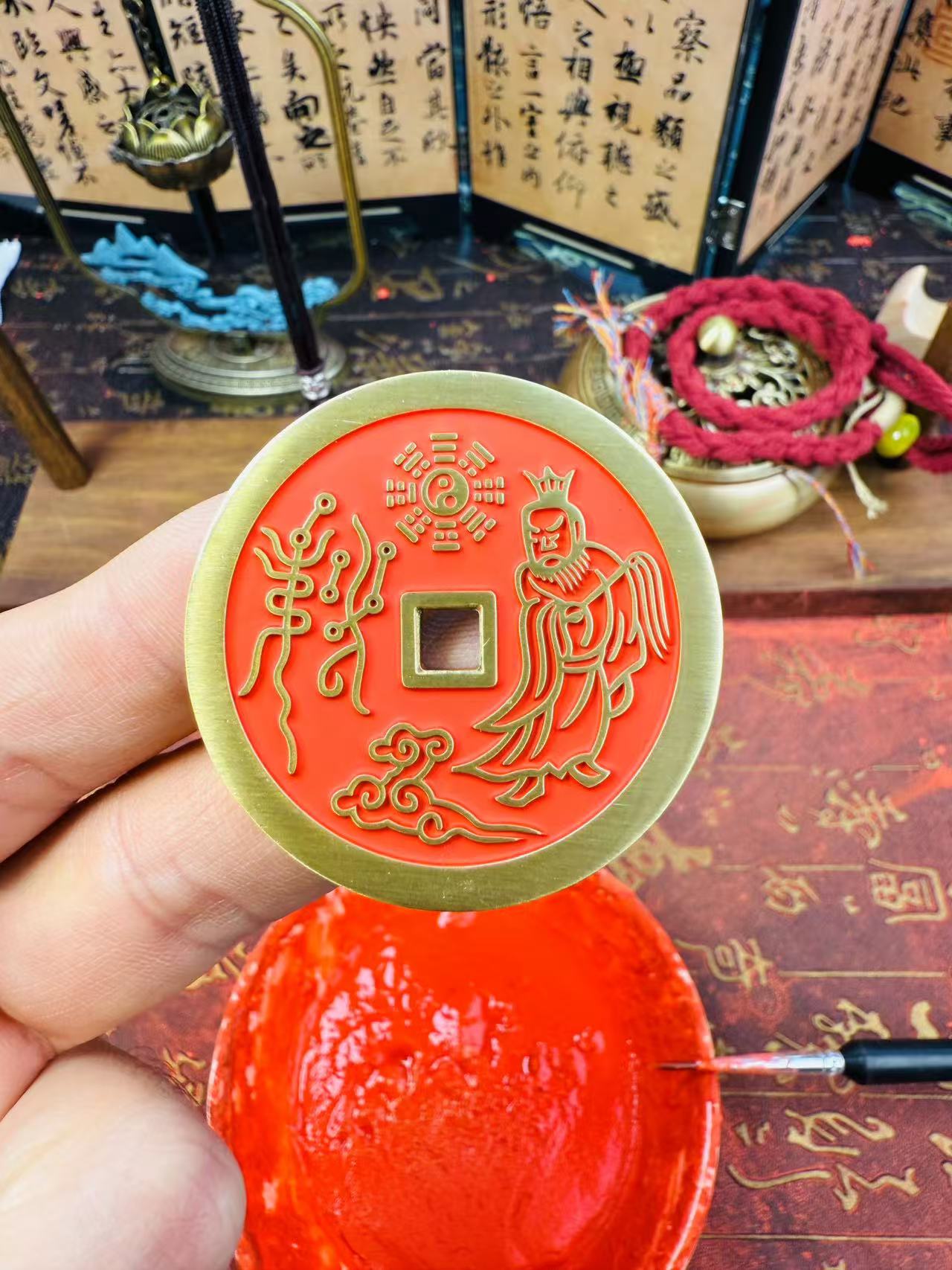 老珺拂尘山贵花钱家居正品纯黄铜中式钥匙扣/手链/摆件/吊坠/手工