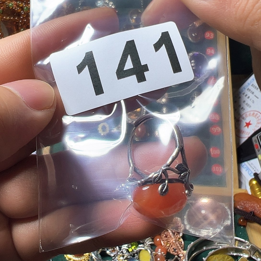 南红玛瑙戒指银S925镶嵌山*海