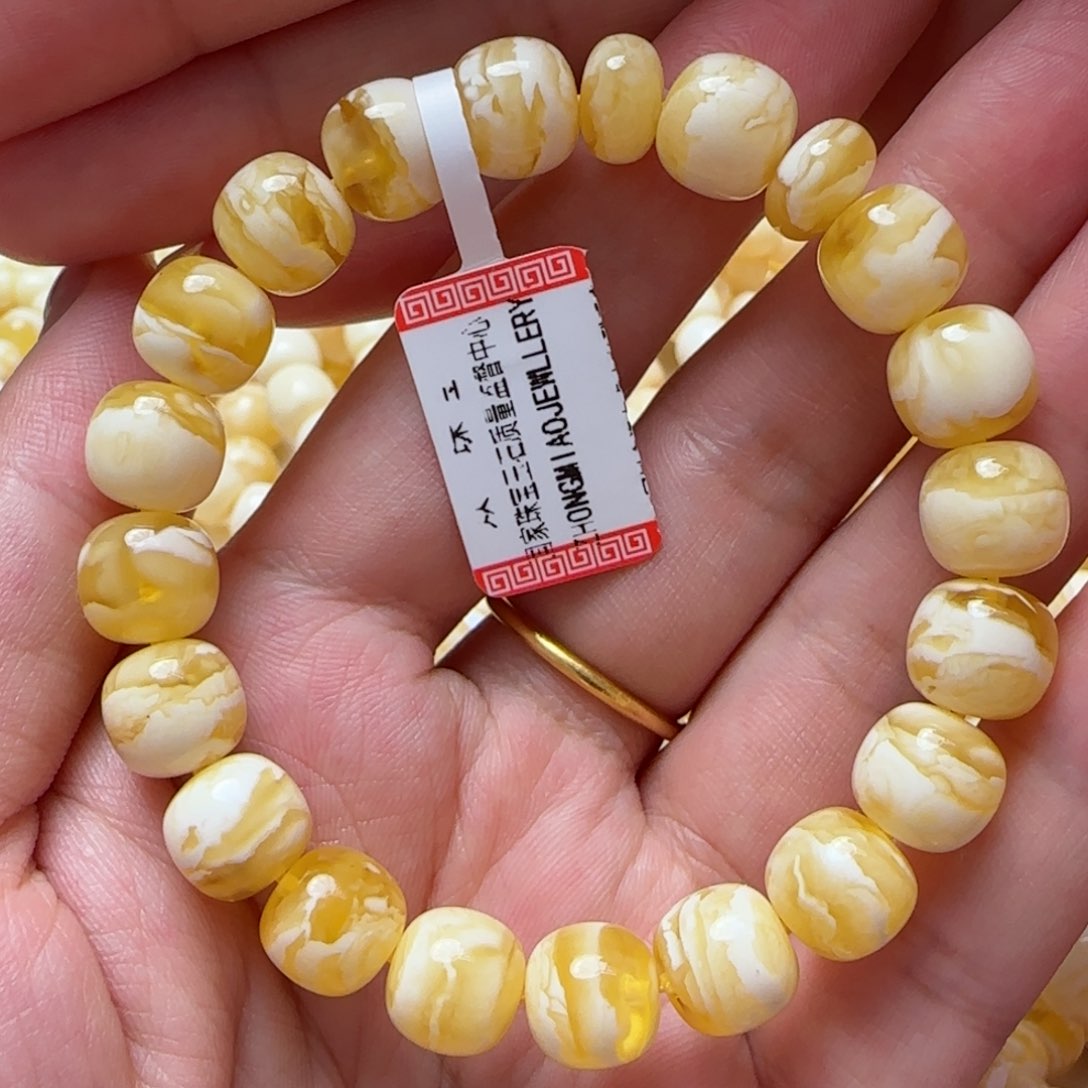 琥珀手链未镶嵌10m金瓷白同料老型