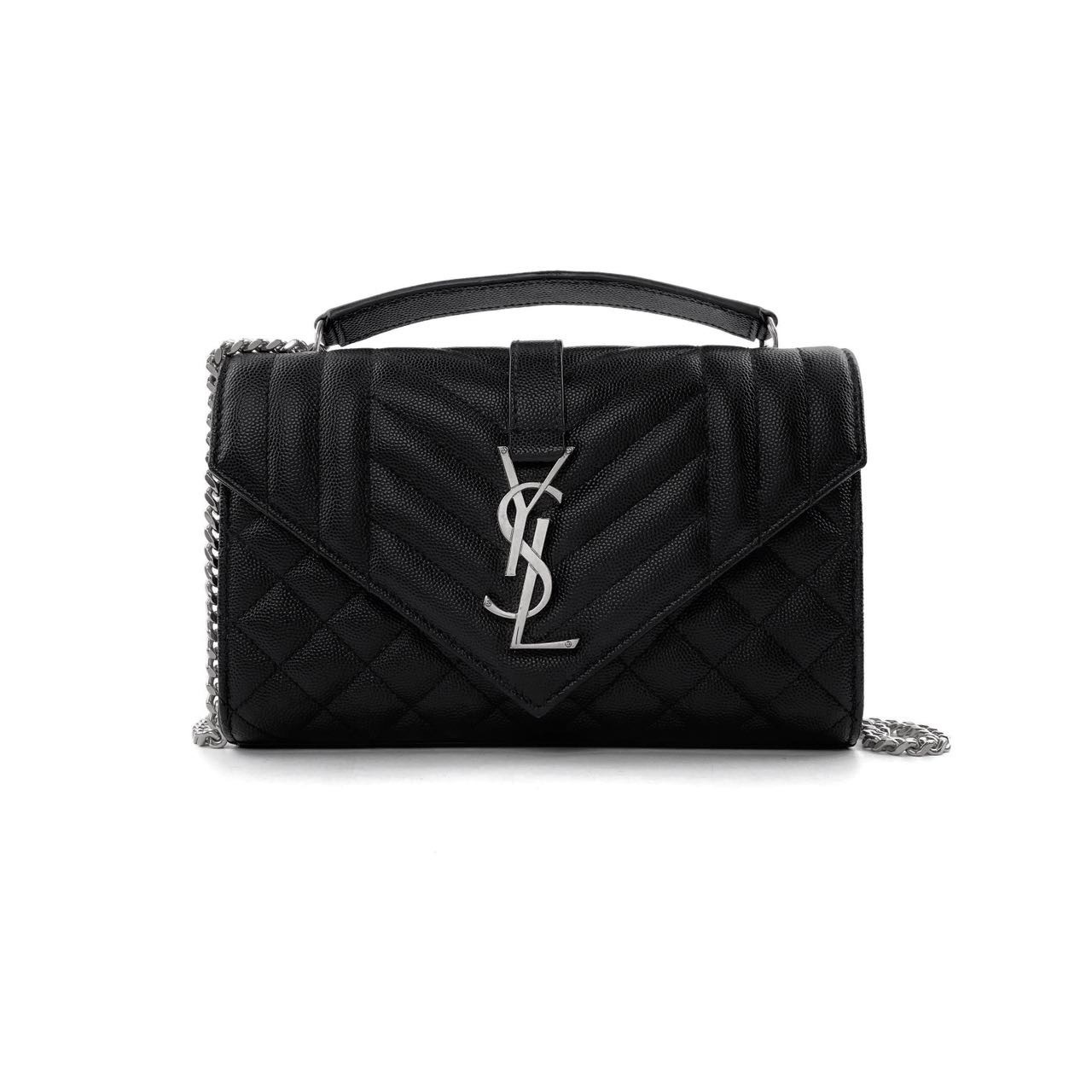 未使用 YSL/圣罗兰 ENVELOP黑银新款鱼子酱信封单肩包