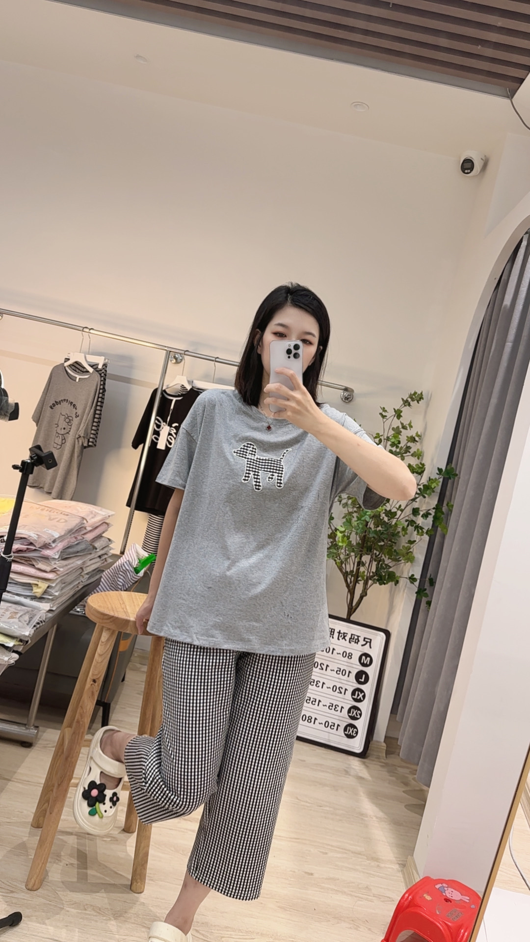 夏季爽棉睡衣女时尚休闲简约舒适宽松印花圆领韩版短袖八分裤套装