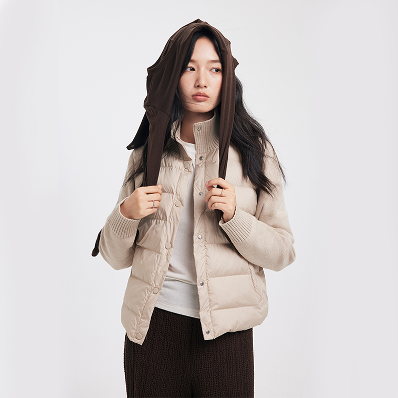 XVRV科技绒拼接立领棉服秋冬季纽扣运动外套高智风蓬松开衫上衣