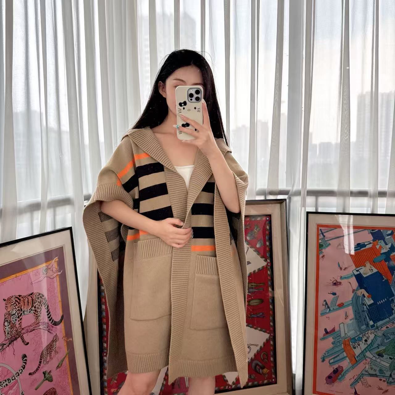 95新 BURBERRY/博柏利 经典斗篷170/92A拼色/250721CWHAU01