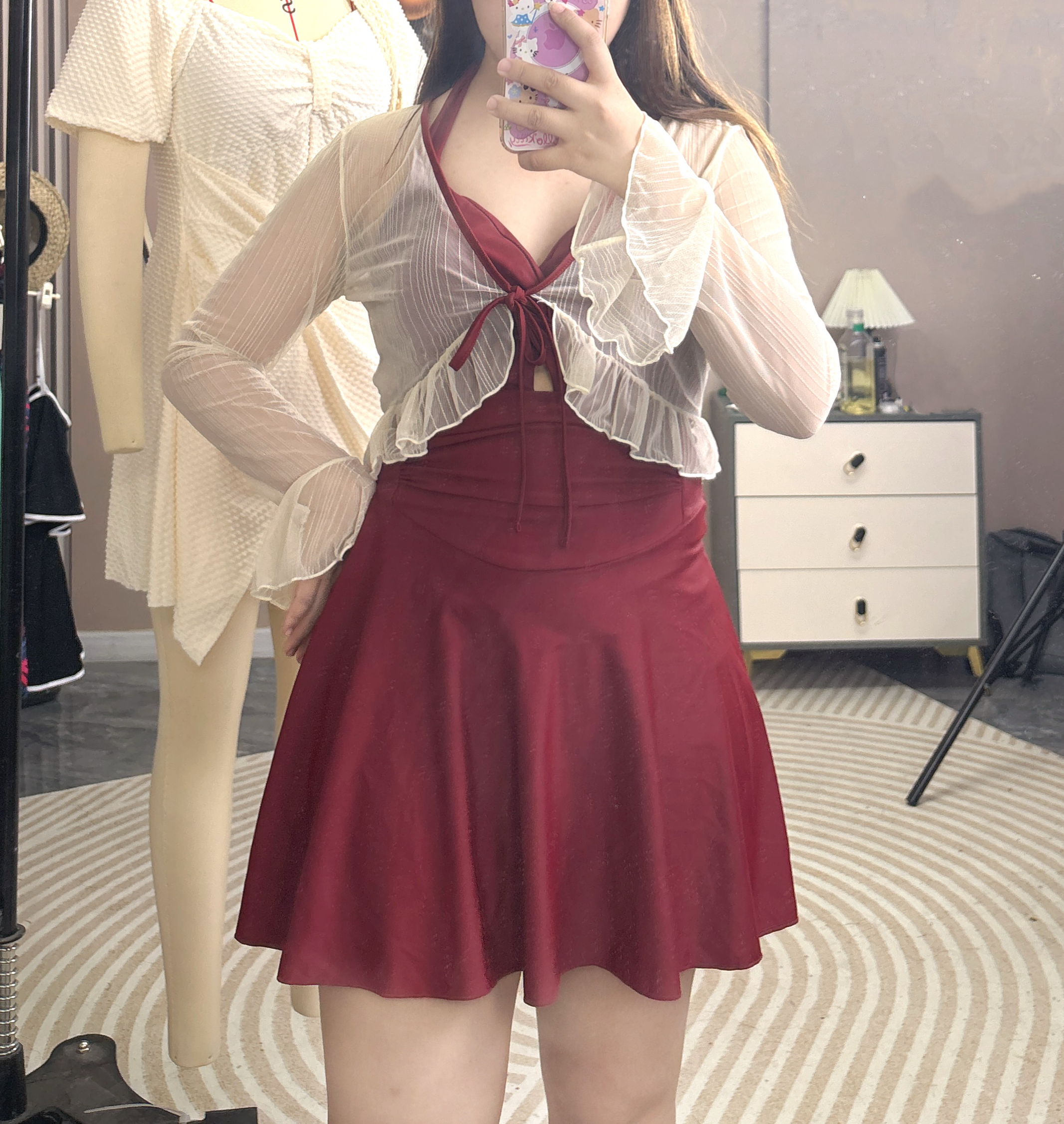 女款裙式连体大码泳衣长袖夏款遮肉显瘦保守防晒泡温泉罩衫