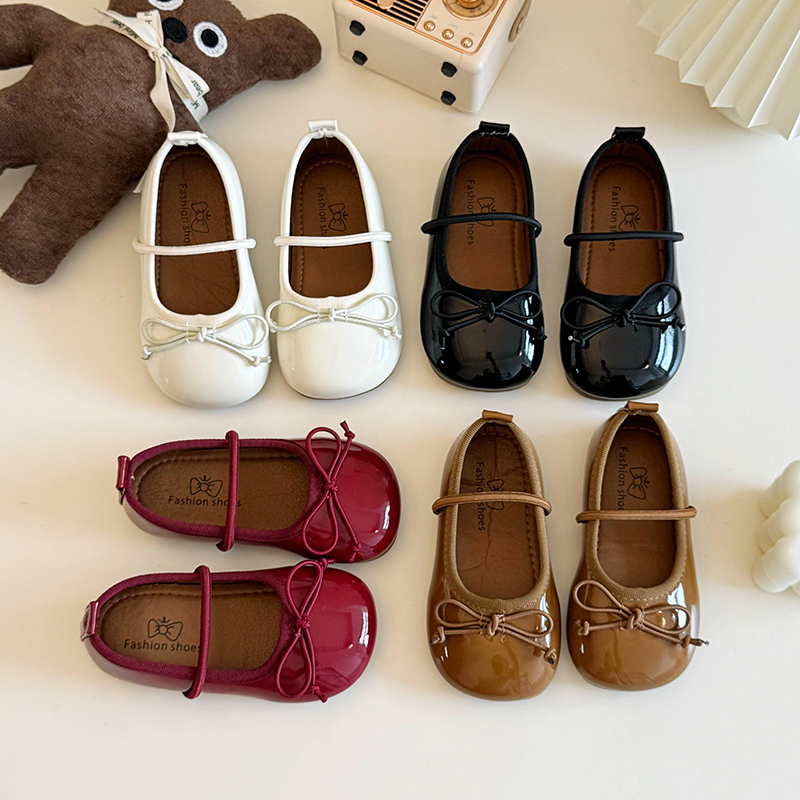 童装童鞋春季新款儿童鞋子韩版简约一脚蹬小皮鞋女童软底豆豆鞋