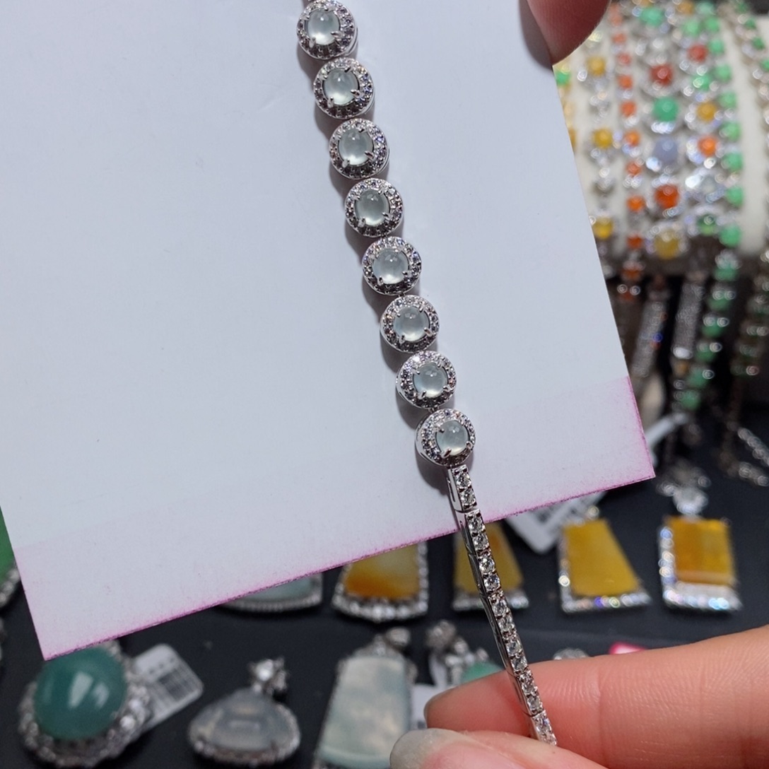 翡翠手链银S925镶嵌 c c c