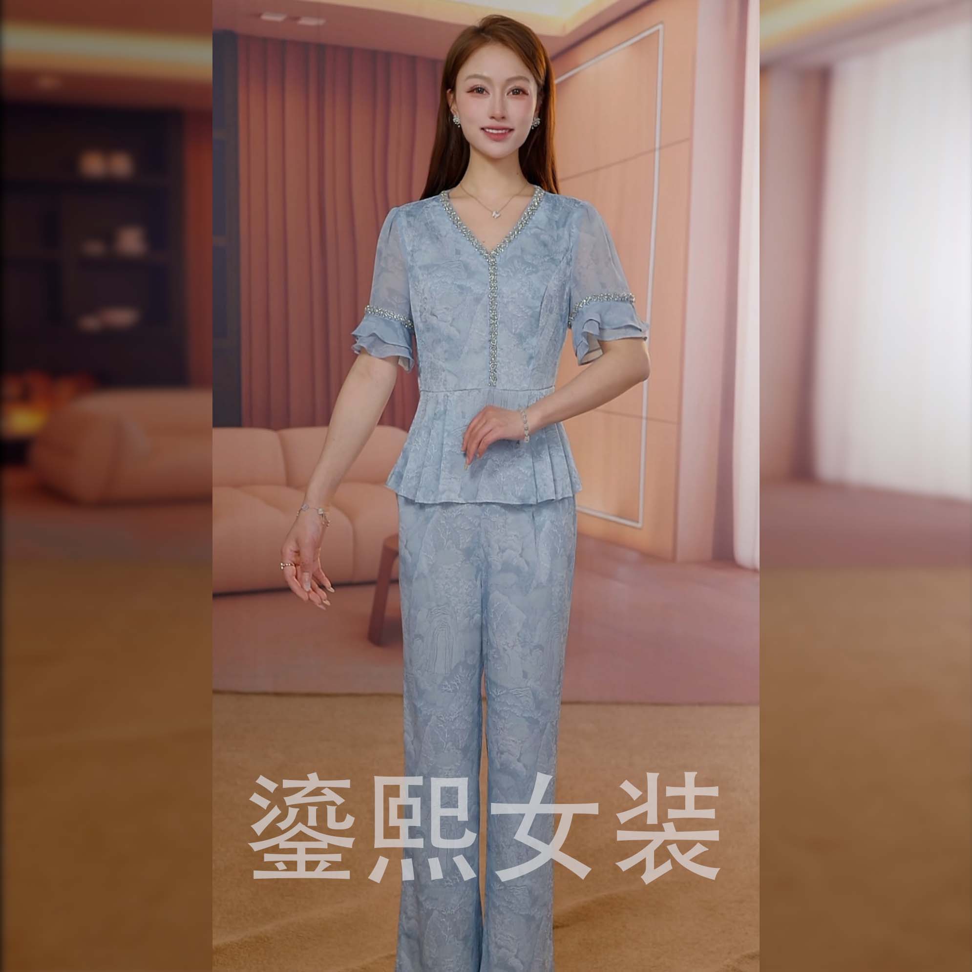 【鎏熙女装】25A-291气质休闲夏季两件套时尚减龄套装女装