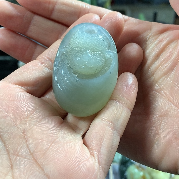 蛇纹石玉手把件未镶嵌