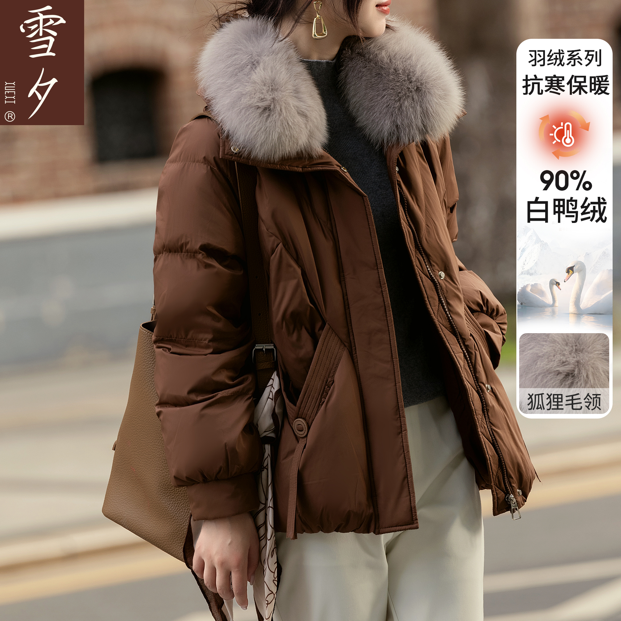 羽绒服女妈妈冬季保暖鸭绒外套2025新款中老年女品质衣服狐狸毛领