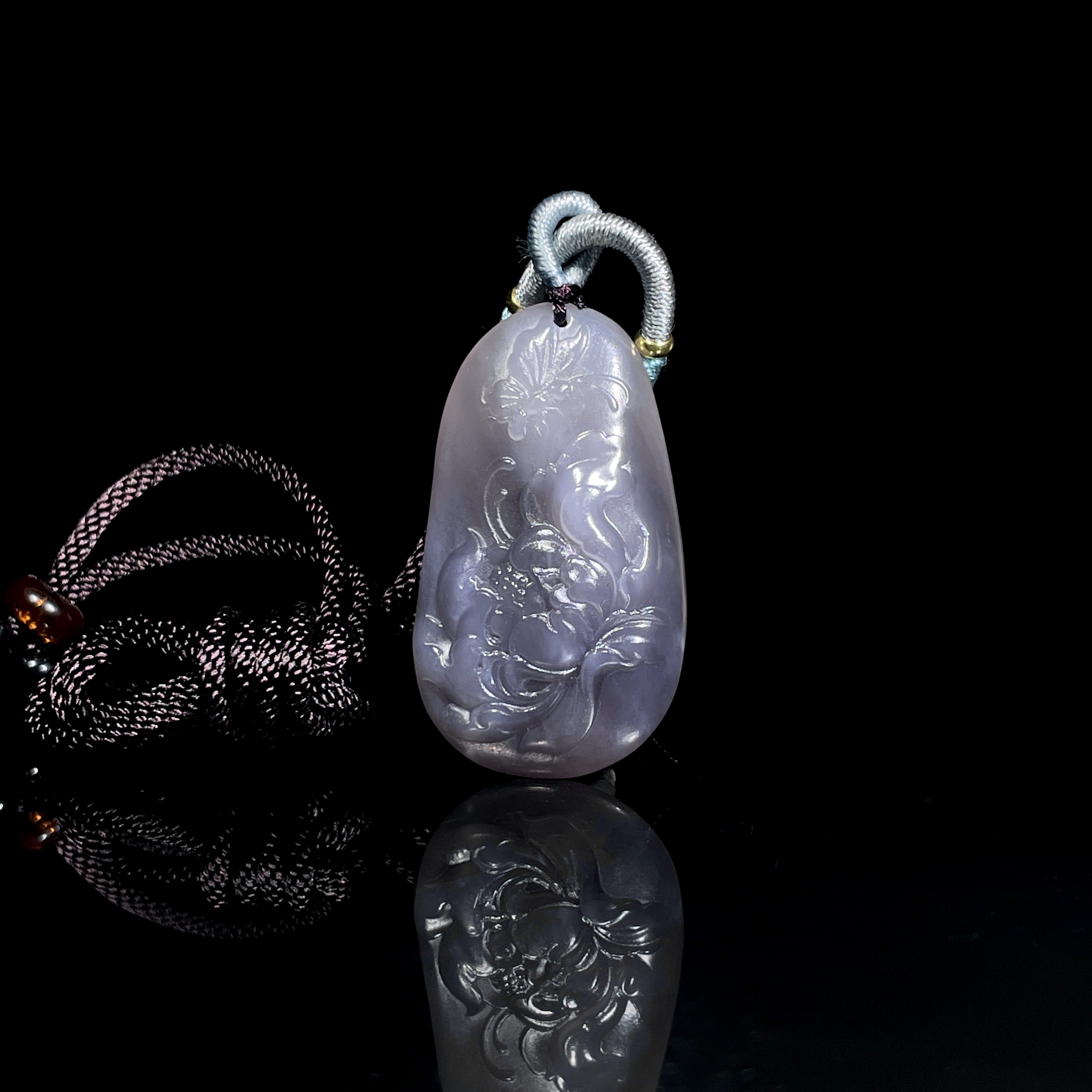 10205-烟紫荷花  和田玉