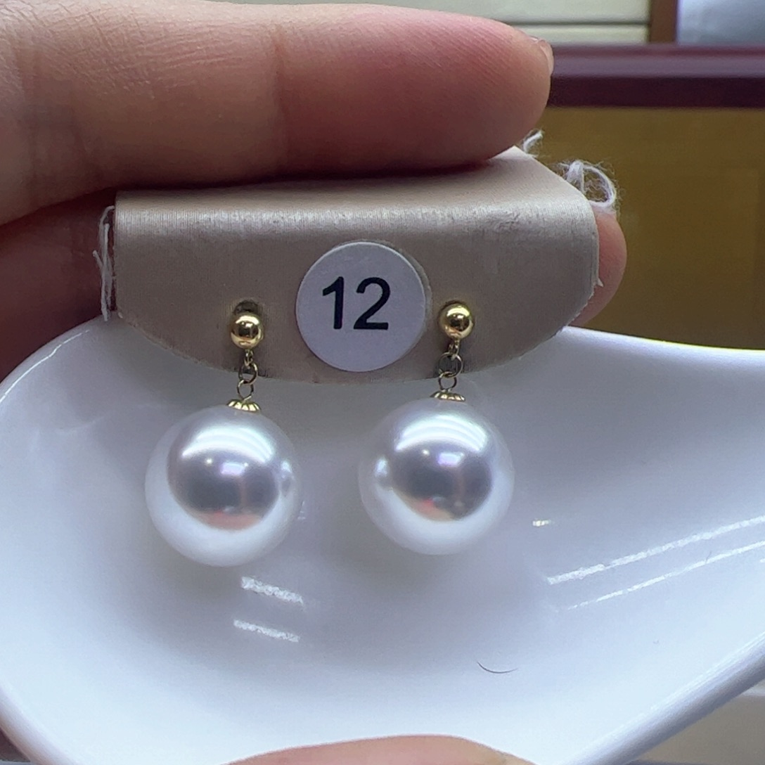 淡水珍珠耳饰18K金镶嵌