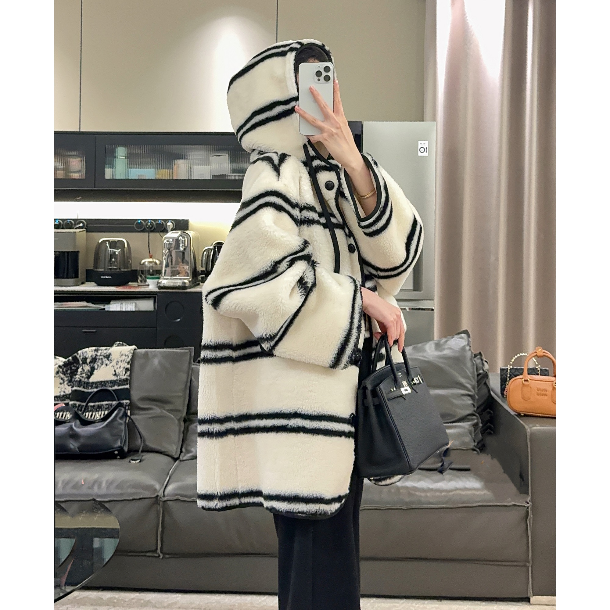 Zwinnie/詹维尼【条纹羊毛大斗篷】设计感显瘦慵懒外套 GZC202458