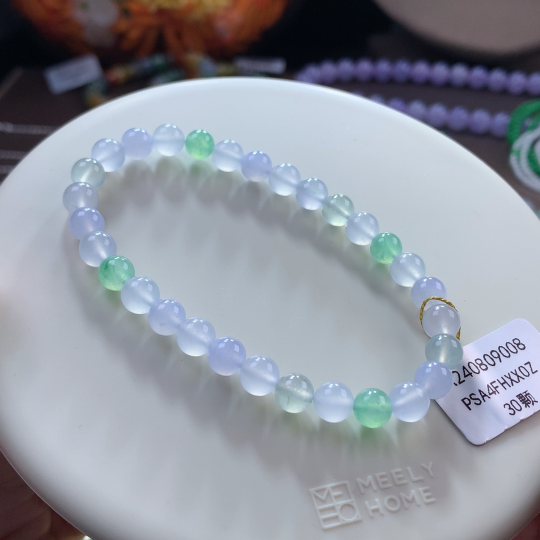 翡翠手链未镶嵌林*林冰胶马卡龙 卡6