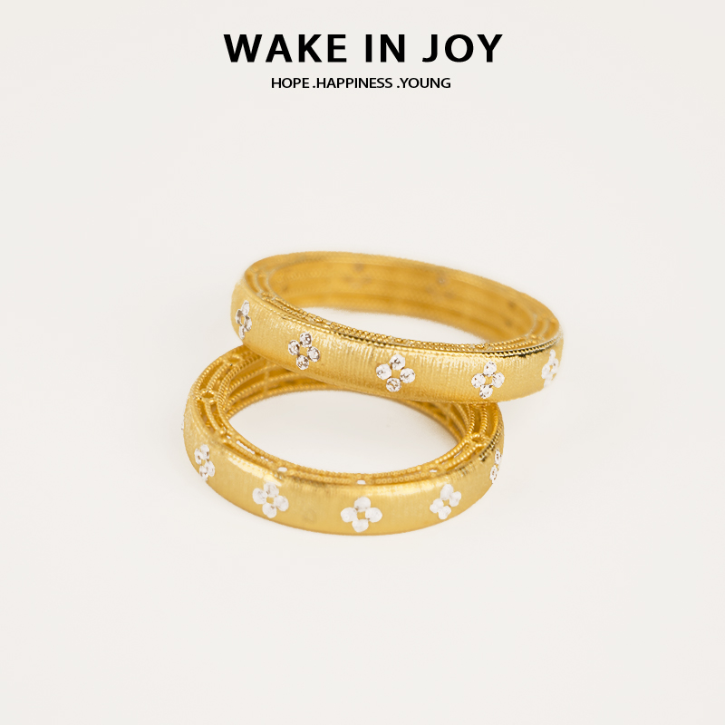 925银戒指 wake in joy镀K金镶嵌工艺轻奢情侣戒指简约锆石气质戒