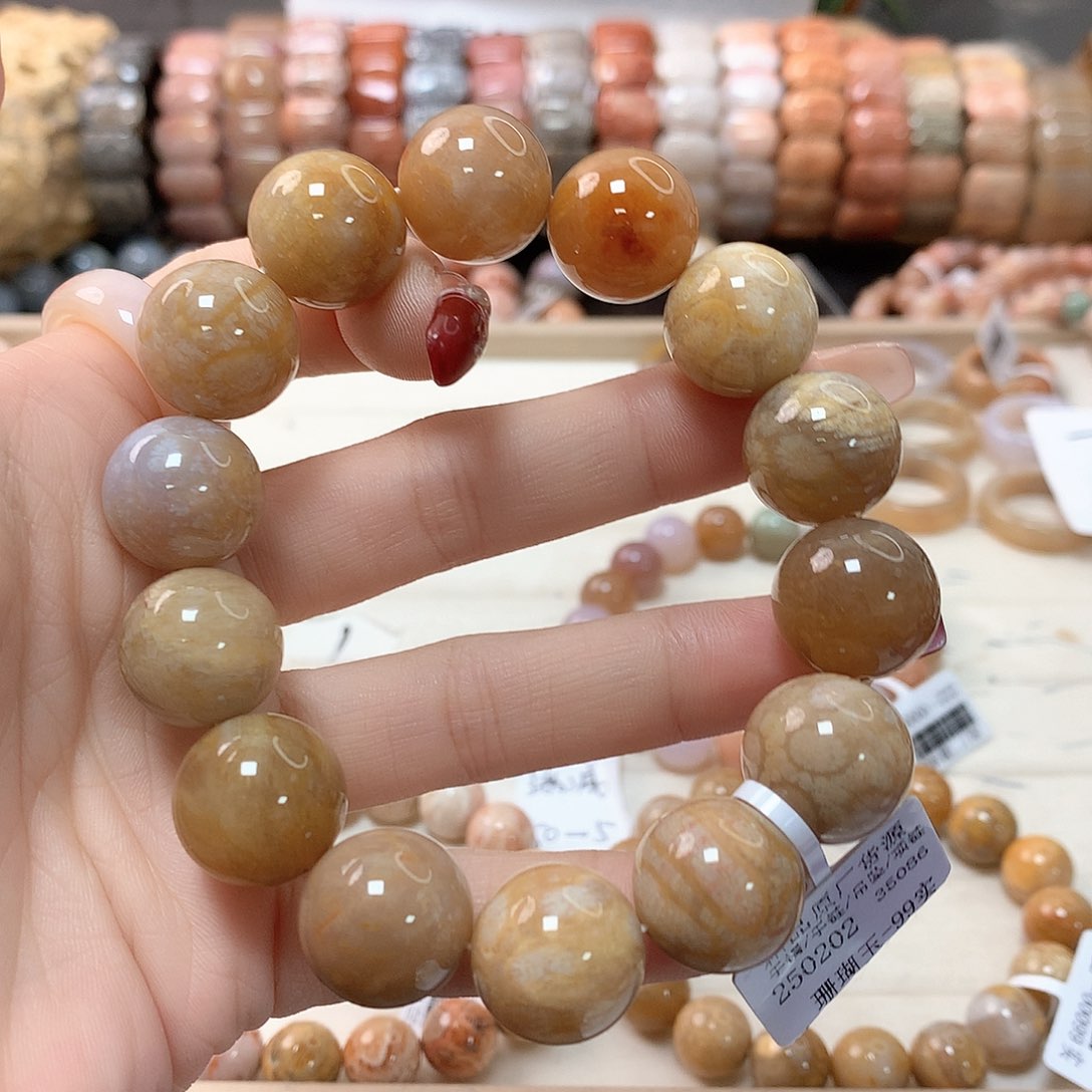 硅化珊瑚（珊瑚玉）手链未镶嵌后**人266