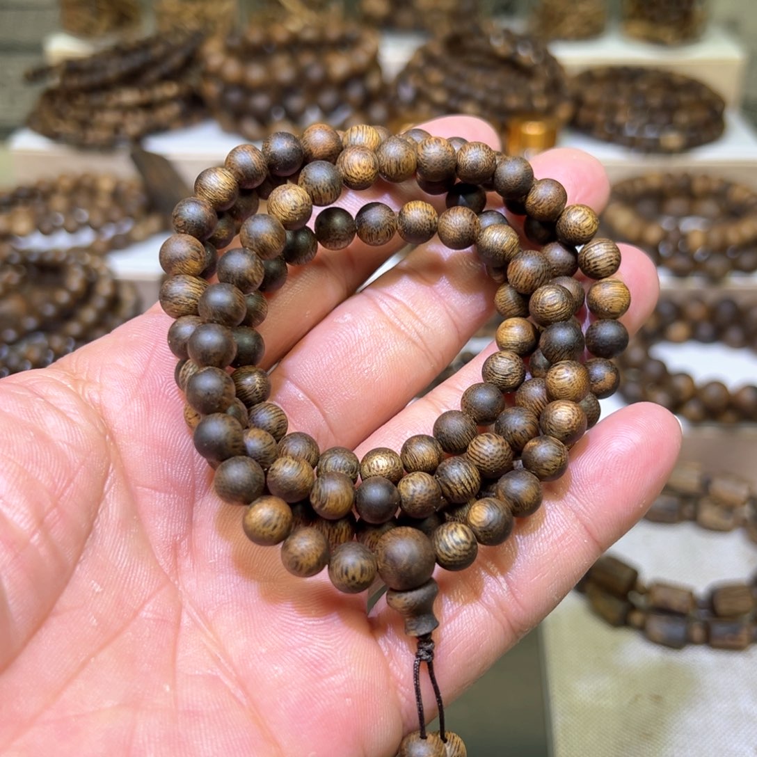 沉香沉香碎屑奇楠沉香7mm圆珠108克19g+多样发其一