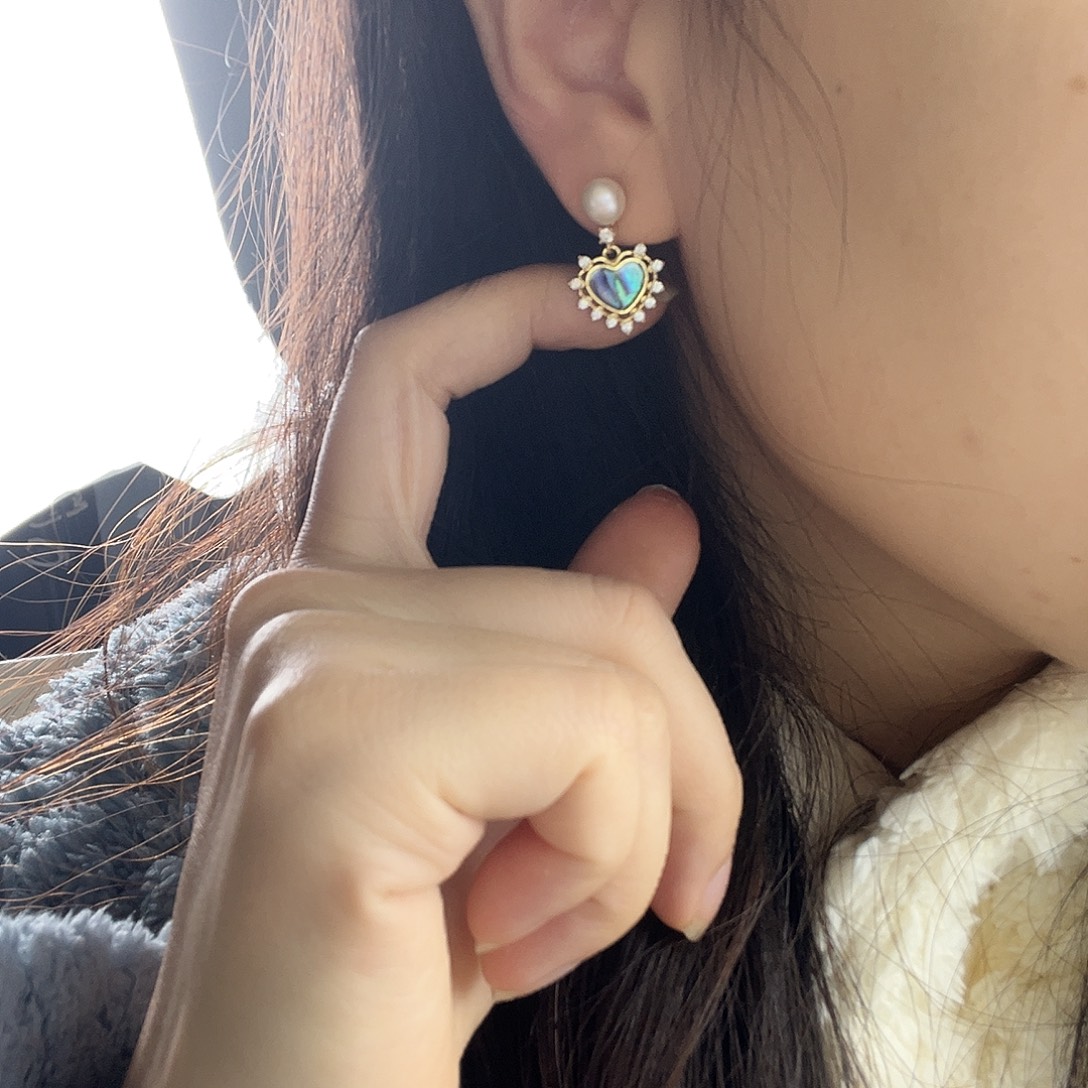 耳饰银S925镶嵌淡水珍珠