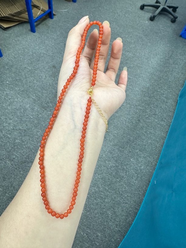 高品质南红小米珠卡4毫米项链延长链