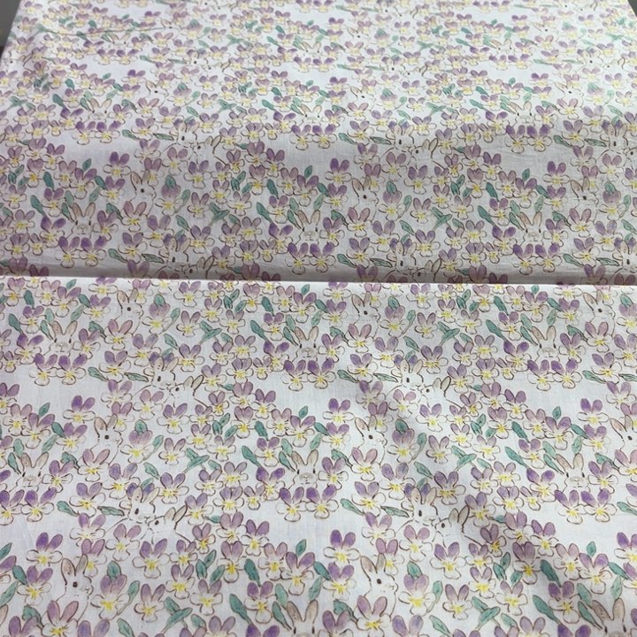 棉 小兔紫 60支数码印花全棉府绸1.45幅宽 一米价