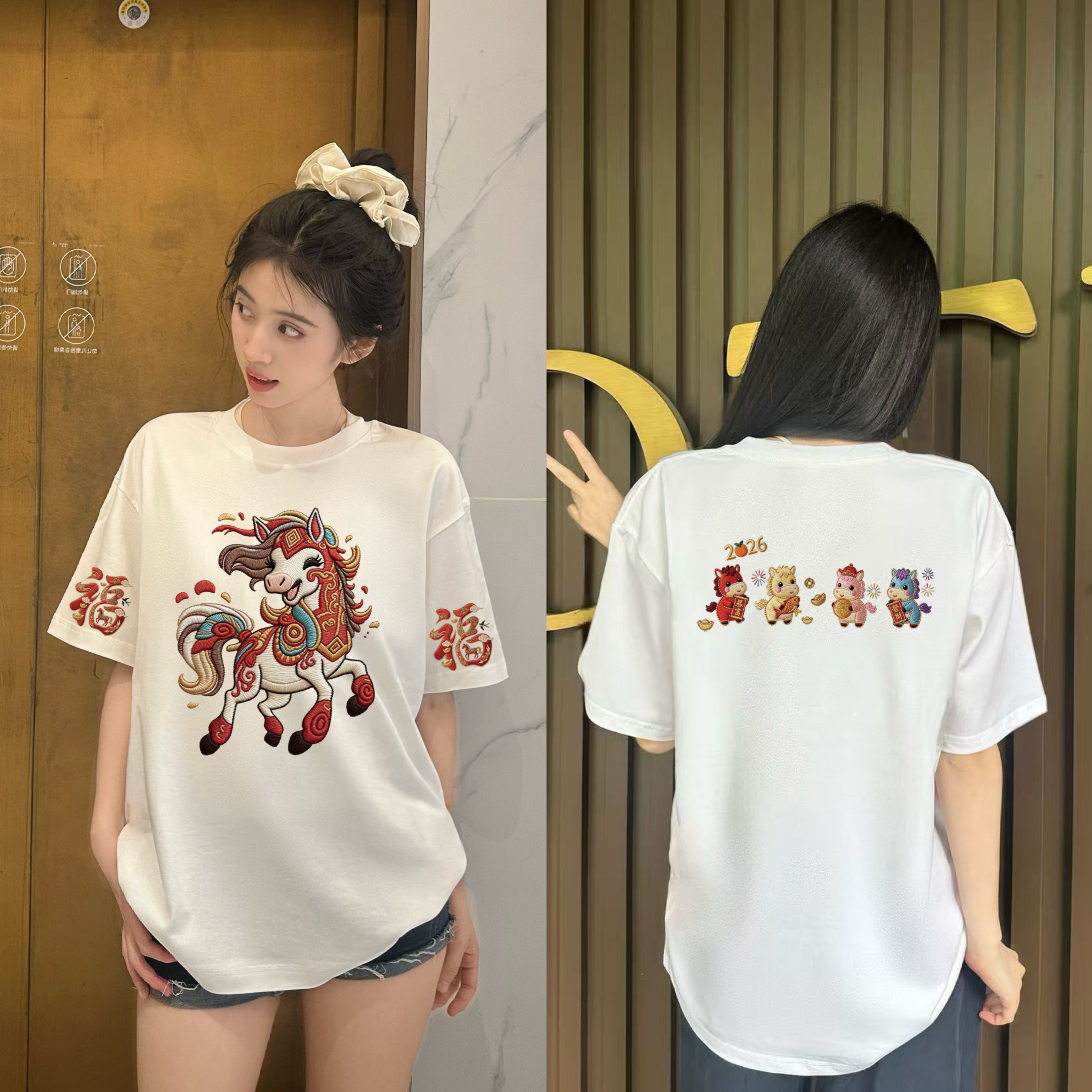 常规印花圆领纯棉T恤宽松时尚t恤情侣