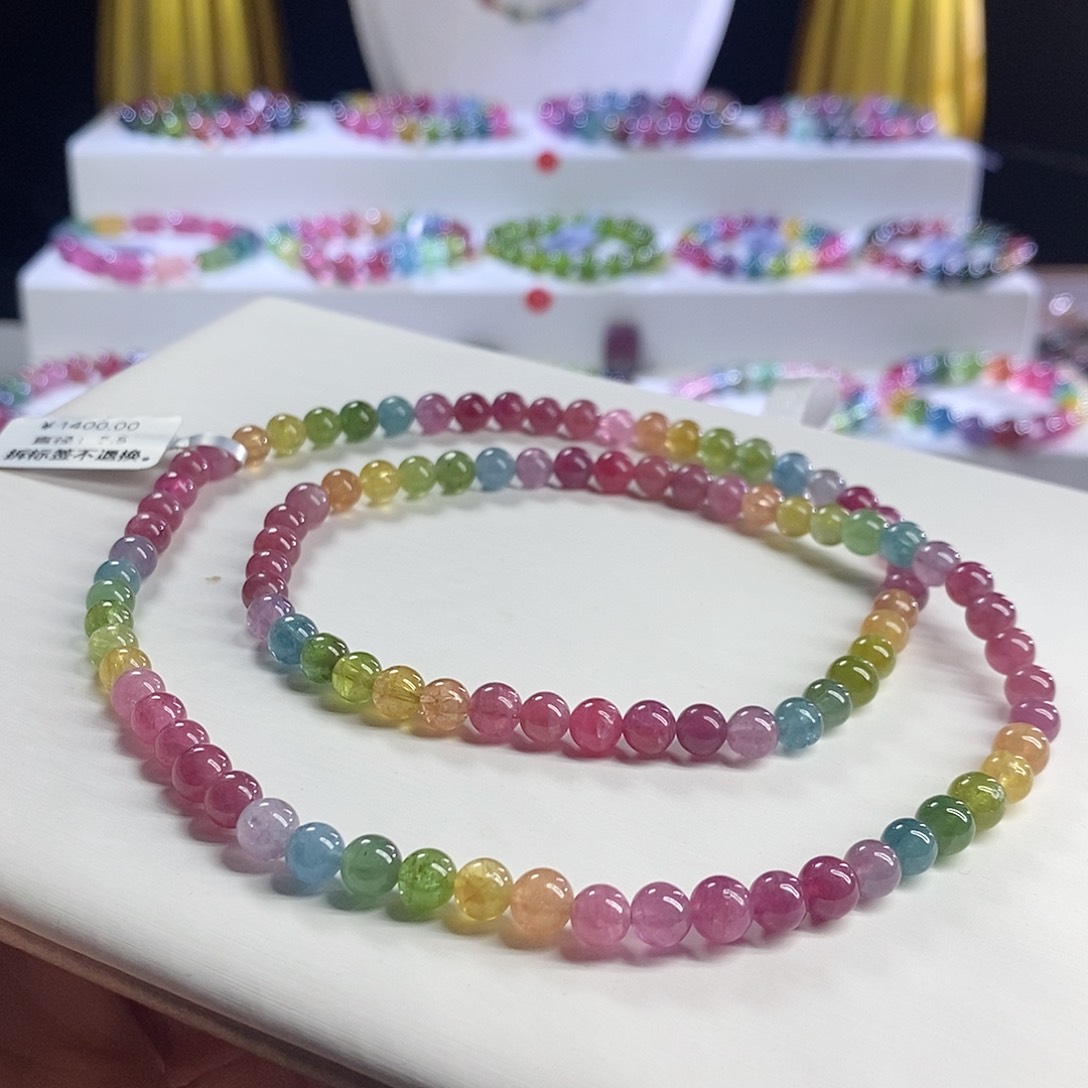 未镶嵌手链碧玺荧光三圈