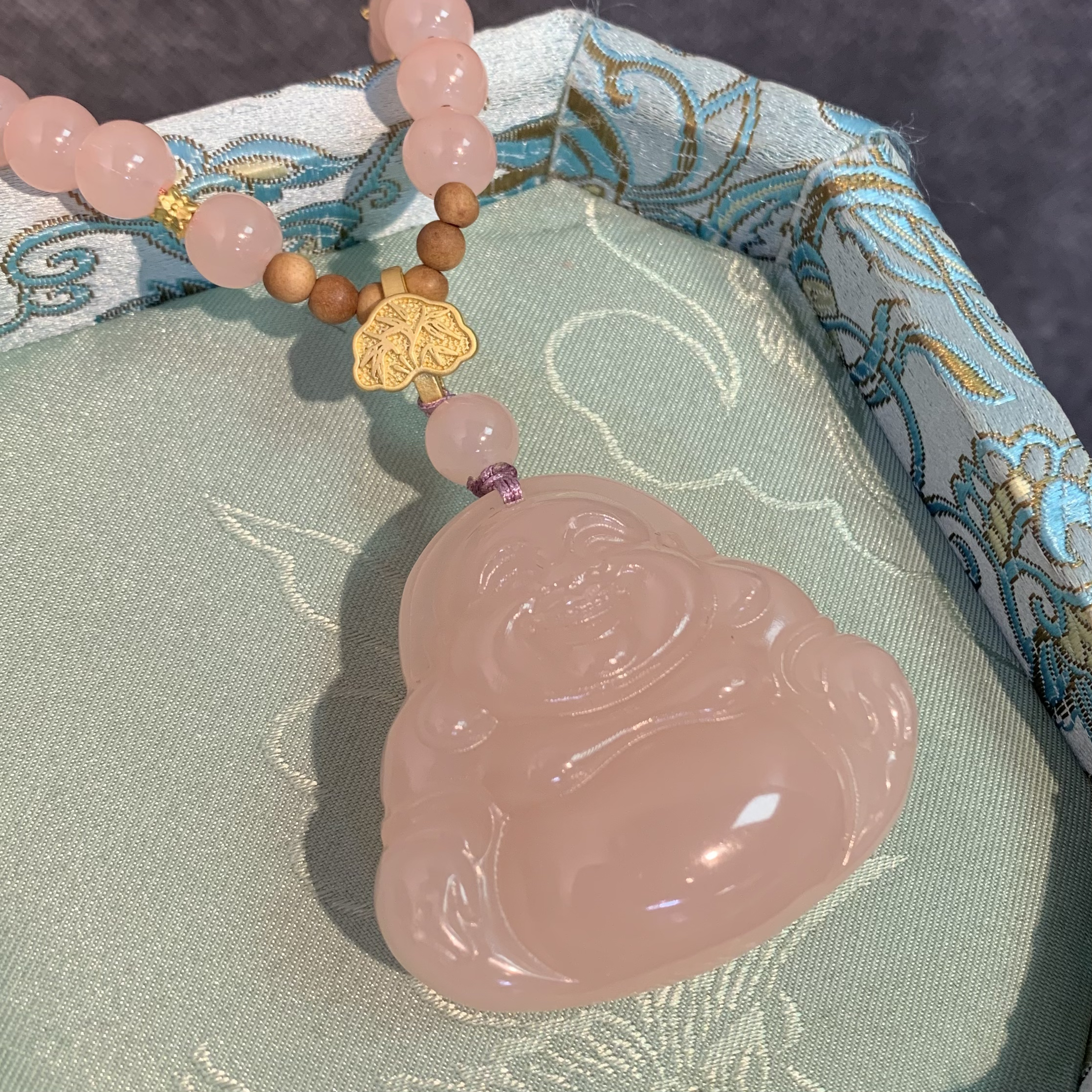 【双面大弥勒】冰藕粉冰透显白中式风格文创创意原创定制毛衣链