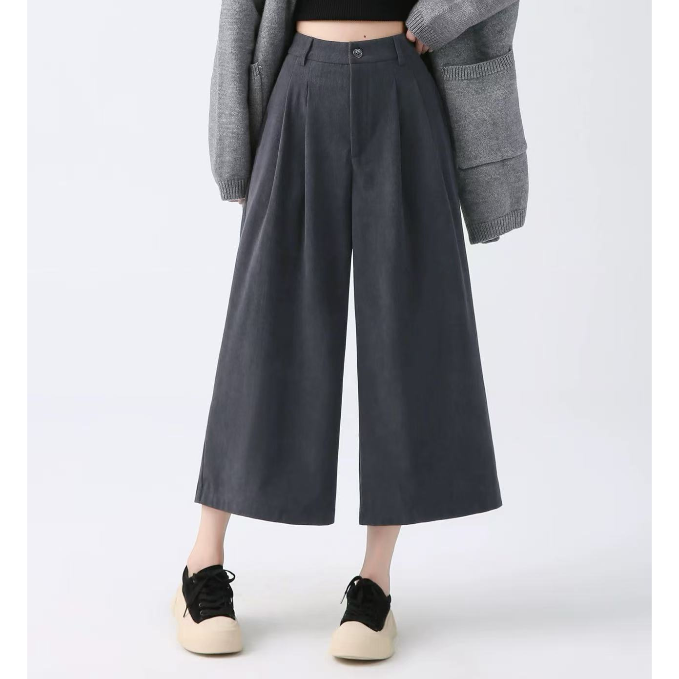 0453 Y100西装裤女新款秋冬高腰宽松直筒八分阔腿裤a1