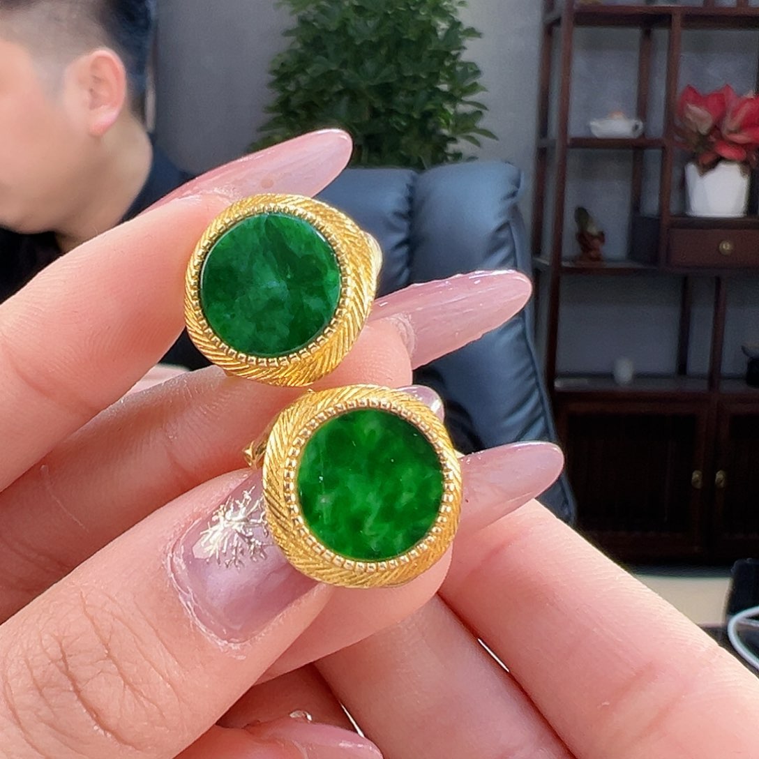 翡翠耳饰银S925镶嵌耳环12