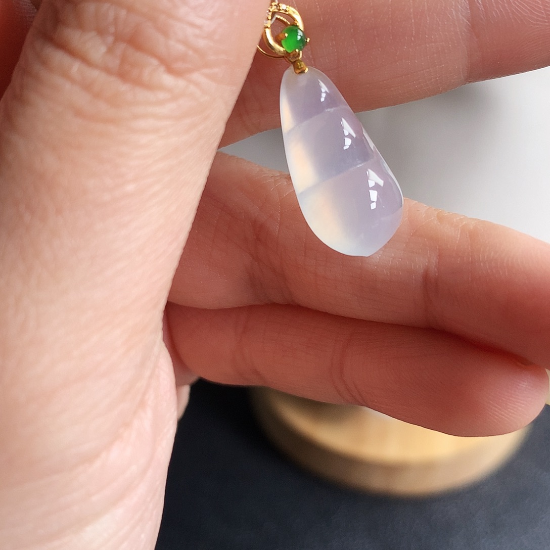 吊坠(不含链)18K金镶嵌翡翠平安扣