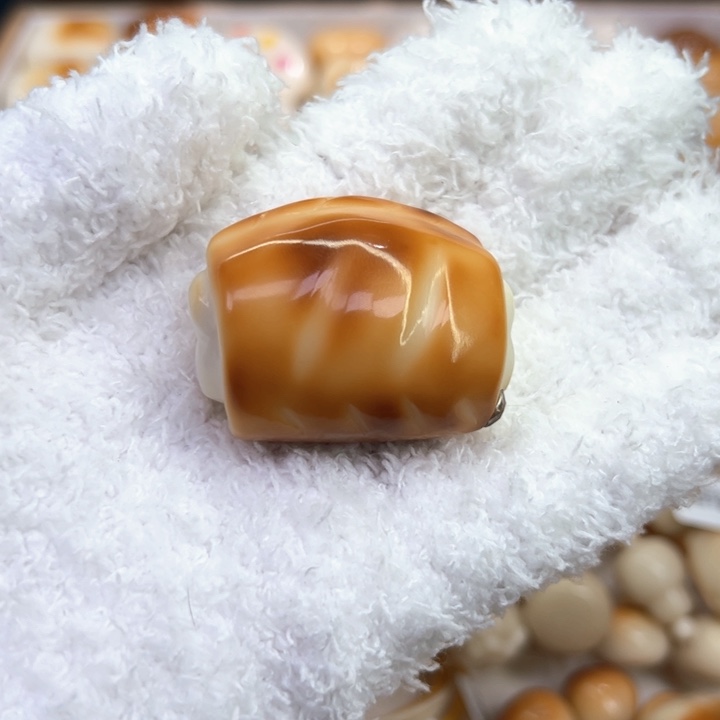 白玉菩提把件67 象牙果原果炭烧鸡翅手把件