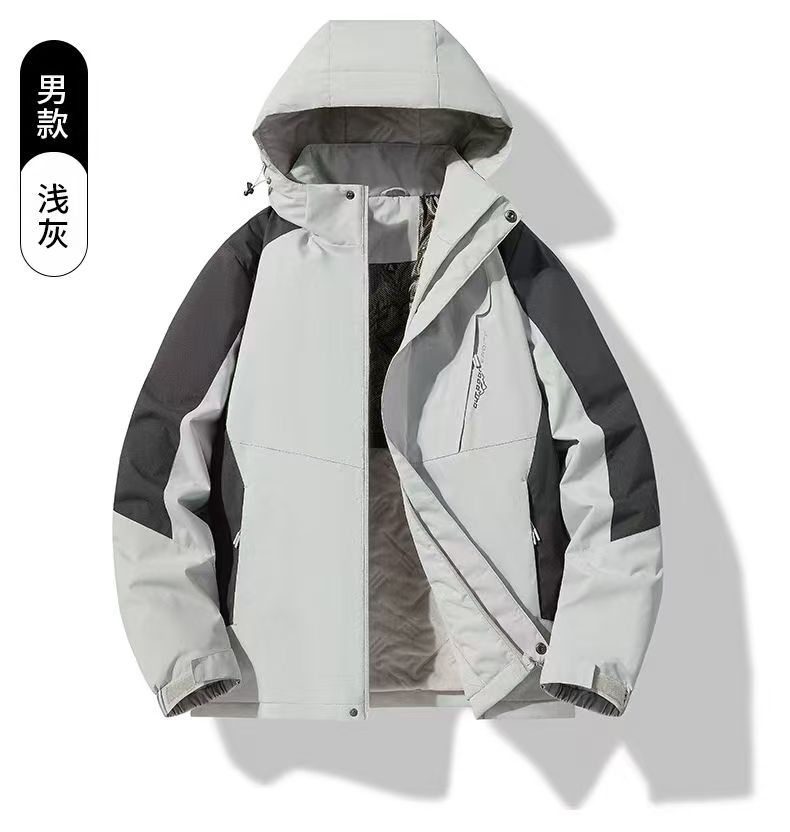 秋冬男士三防可拆帽冲锋衣夹克2828