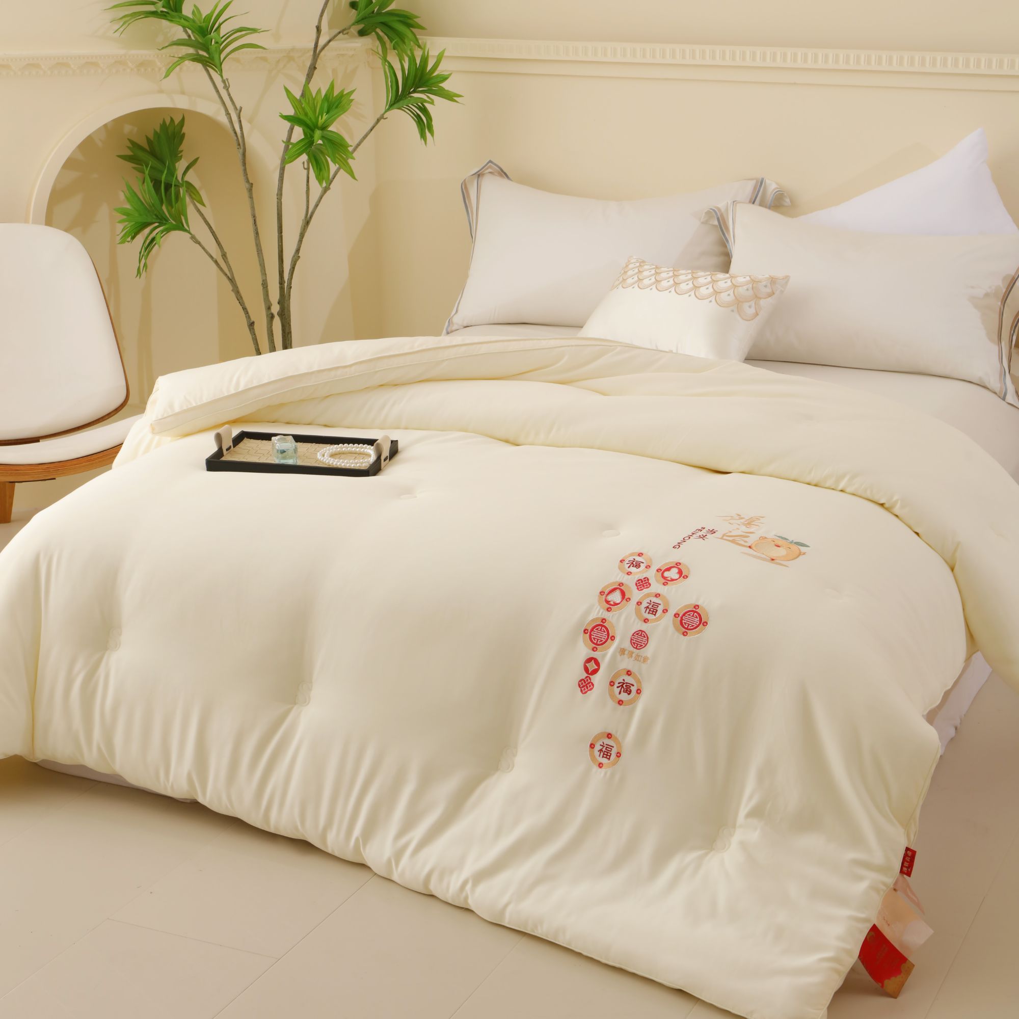 【鸿运当头】礼品被双胎二合一子母被180克提花加厚大豆纤维被