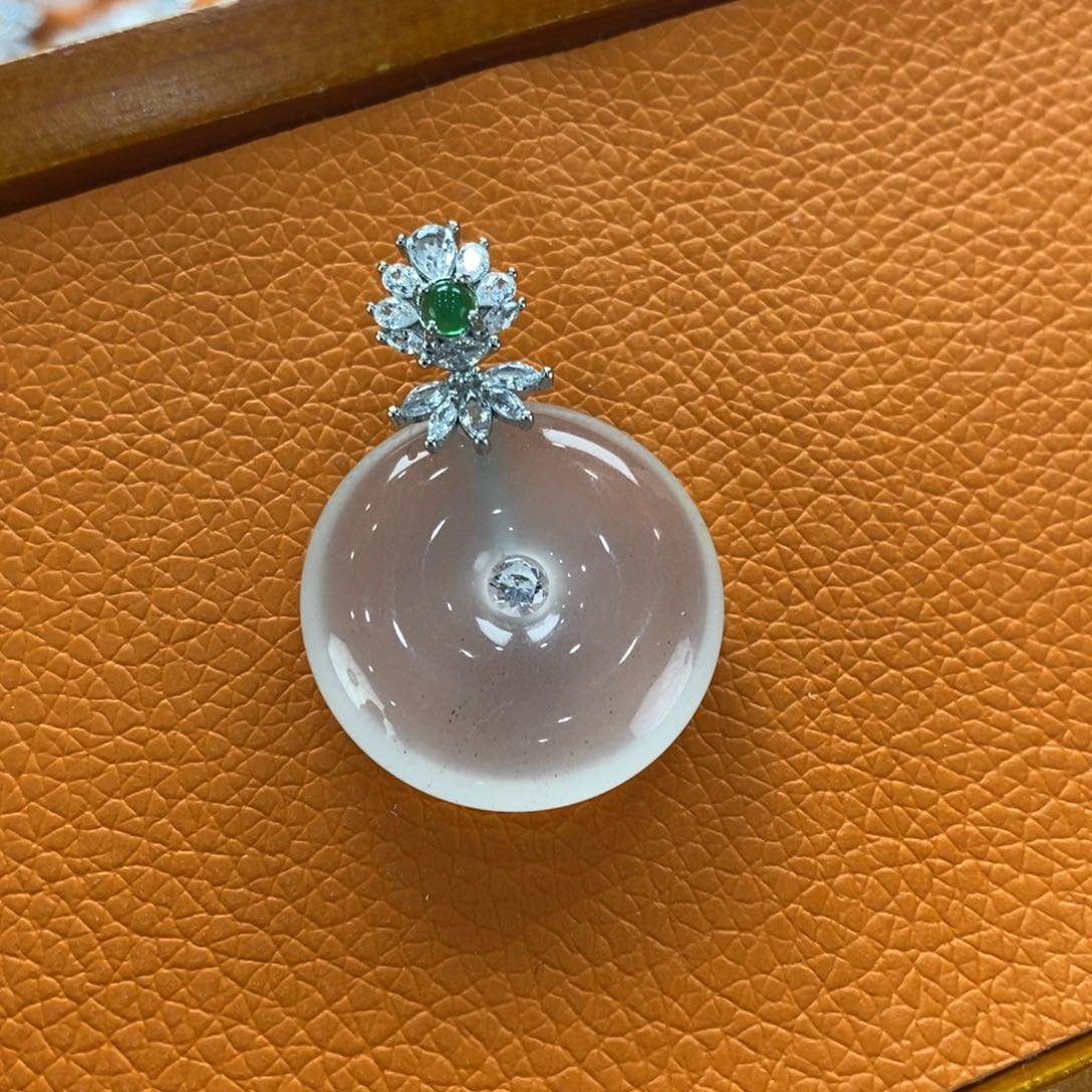 石英质玉吊坠(不含链)银S925镶嵌陈****心