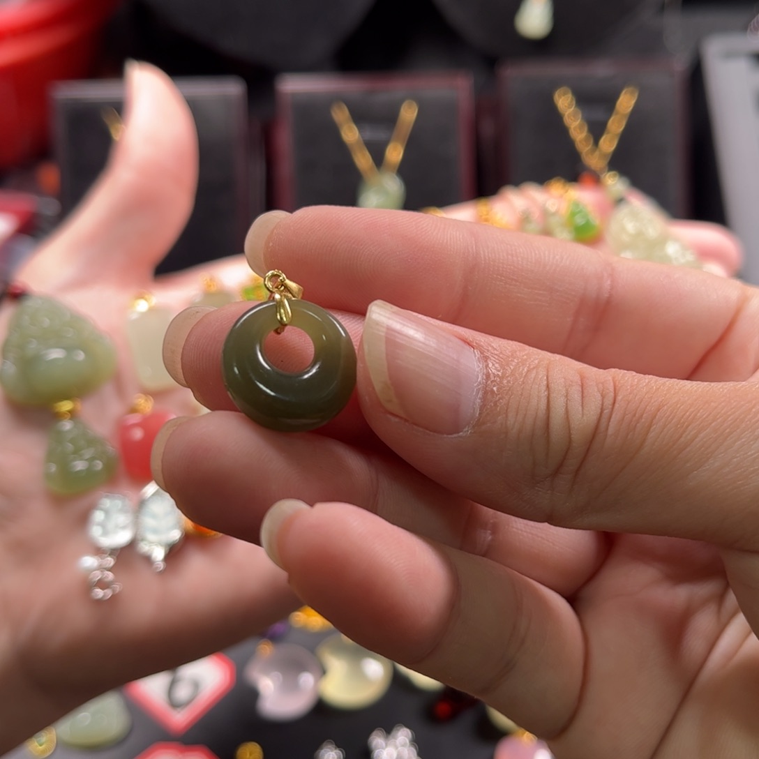 和田玉颈饰银S925镶嵌