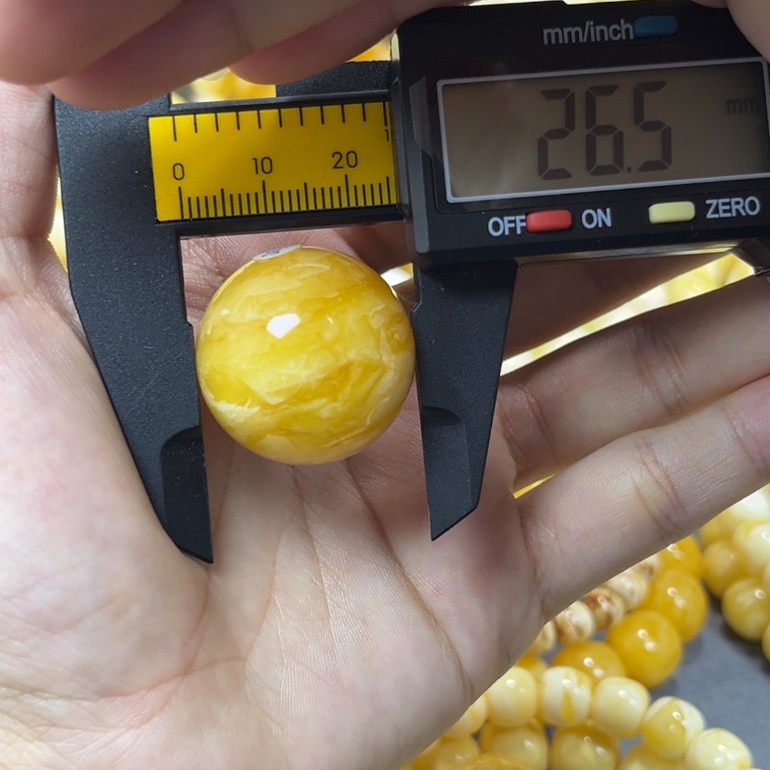 琥珀未镶嵌手串单珠圆珠