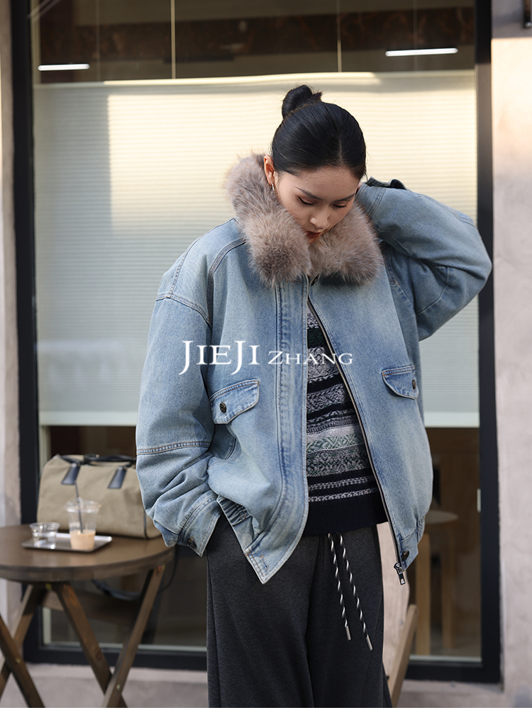 【JIEJI ZHANG】波兰进口90绒高级定制秋冬百搭牛仔鹅绒服351335