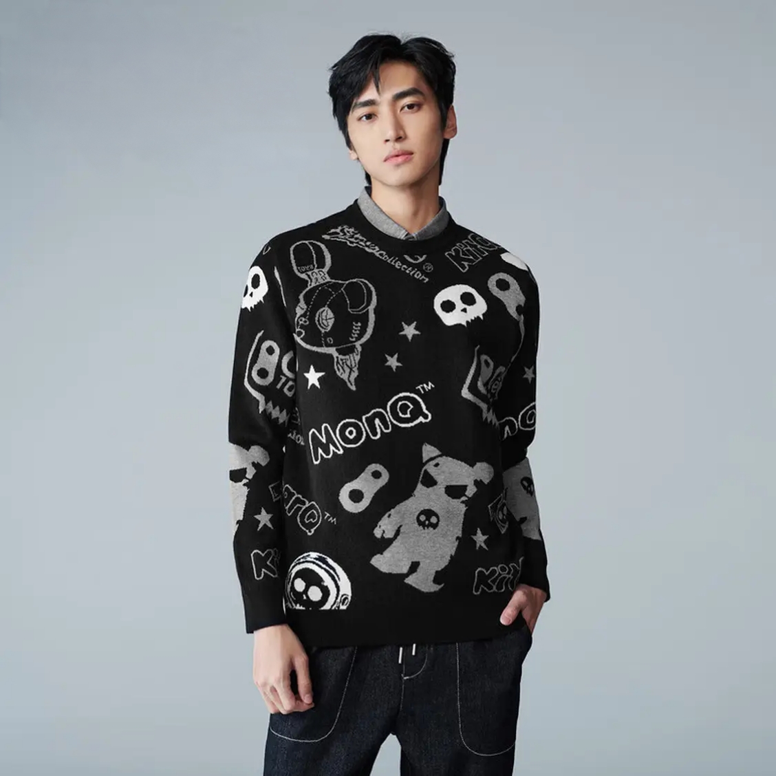 【老何童装】男士时尚舒适假两件4U067A